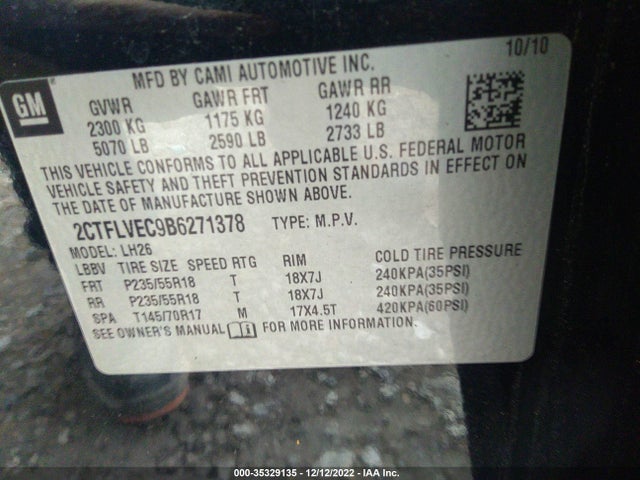 2011 GMC TERRAIN SLT-1 VIN: 2CTFLVEC9B6271378