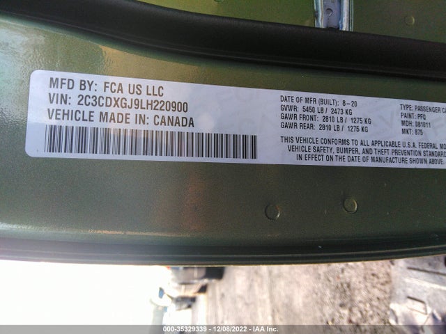 2020 Dodge Charger, VIN: 2C3CDXGJ9LH220900