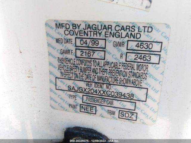 SAJGX204XXC039438 Jaguar XK8