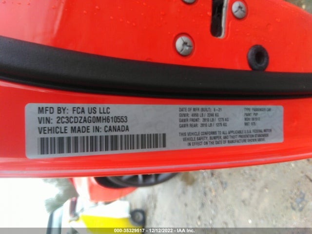 Dodge Challenger Sxt 2021 2C3CDZAG0MH610553 Image 9