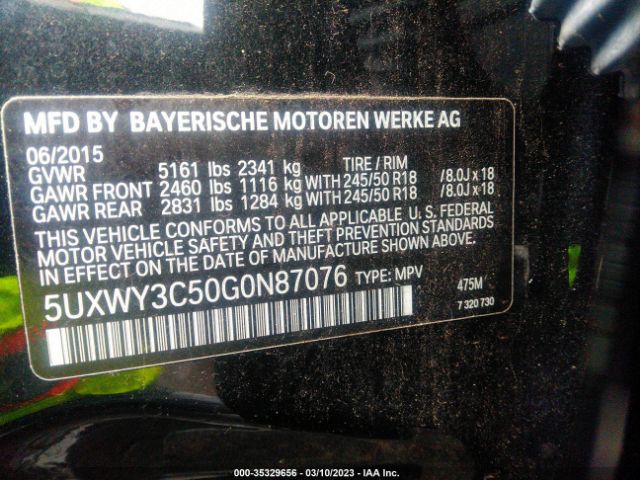 5UXWY3C50G0N87076 BMW X3