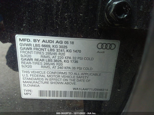 WA1LAAF71JD046316 Audi Q7 Premium Plus