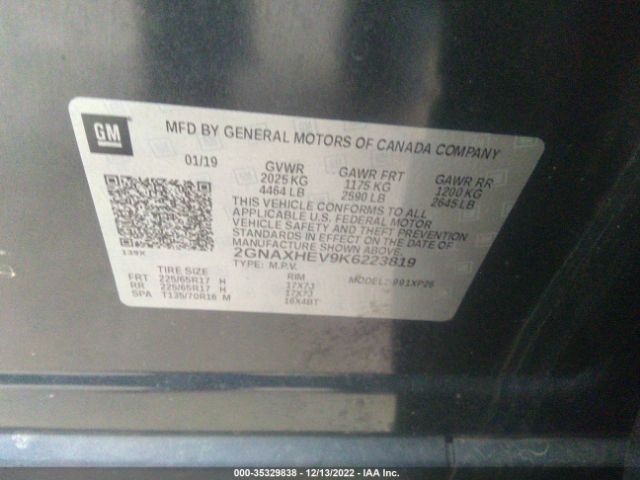 2GNAXHEV9K6223819 Chevrolet Equinox
