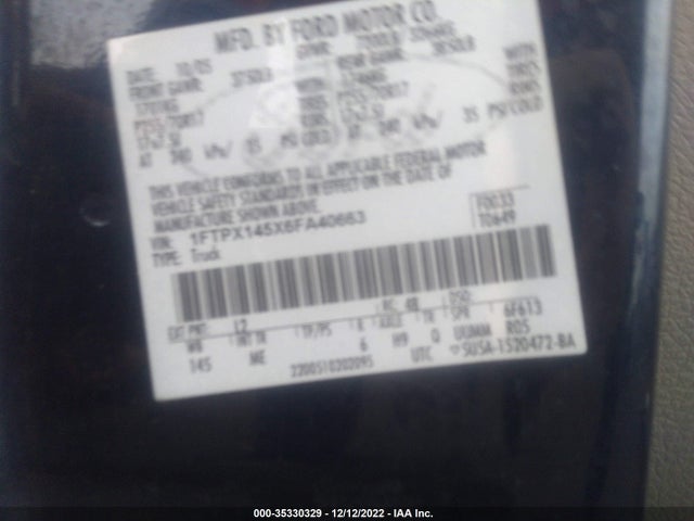 2006 FORD F-150 XLT/FX4/LARIAT/XL VIN: 1FTPX145X6FA40663