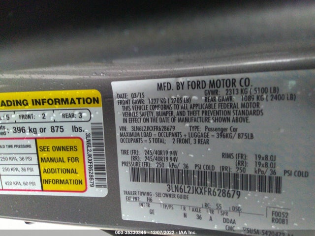 Lincoln MKZ 2015 3LN6L2JKXFR628679 Image 11