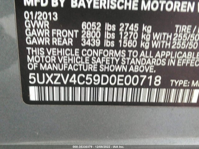 BMW X5 Xdrive35i 2013 5UXZV4C59D0E00718 Image 10