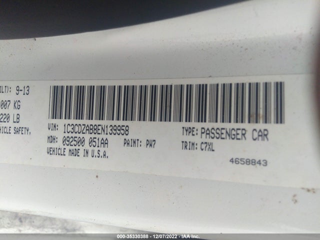 Dodge AVENGER SE 2014 1C3CDZAB8EN139958 Image 9