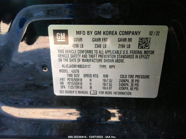 2022 Buick Encore, VIN: KL4CJASM1NB524117