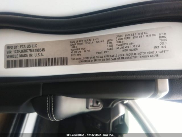1C4RJKBG7M8198545 Jeep Grand Cherokee L Limited