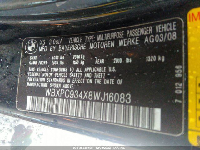 WBXPC934X8WJ16083 BMW X3 3.0SI