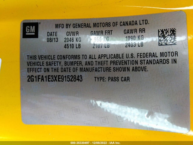 Chevrolet Camaro 2ls 2014 2G1FA1E3XE9152843 Image 9