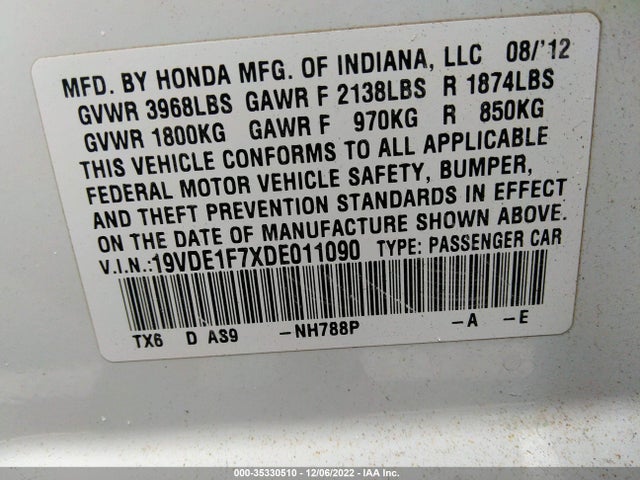 Acura Ilx Tech Pkg 2013 19VDE1F7XDE011090 Image 10