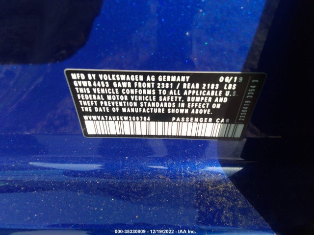 2019 Volkswagen Golf R, VIN: WVWVA7AU5KW209764