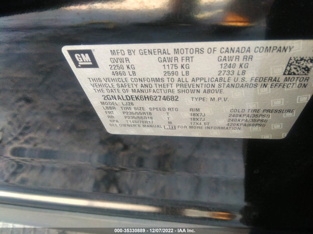 2017 Chevrolet Equinox, VIN: 2GNALDEK6H6274682