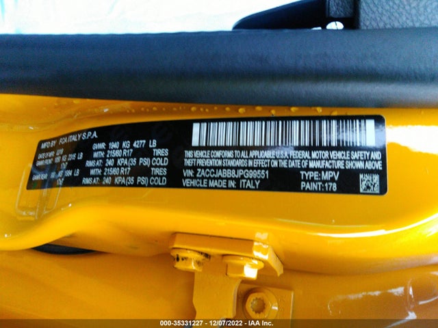 2018 Jeep Renegade, VIN: ZACCJABB8JPG99551