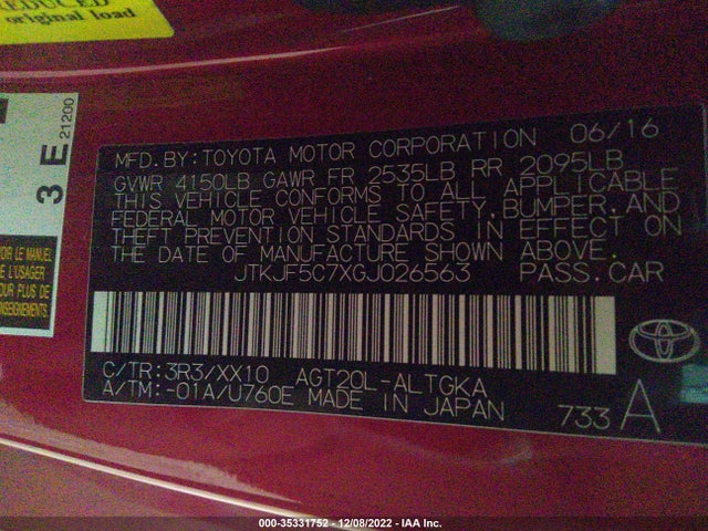 2016 Scion TC, VIN: JTKJF5C7XGJ026563