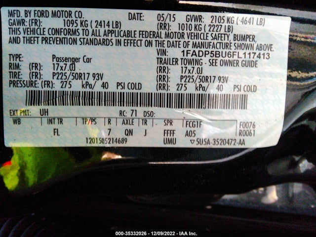 2015 Ford C-Max, VIN: 1FADP5BU6FL117413