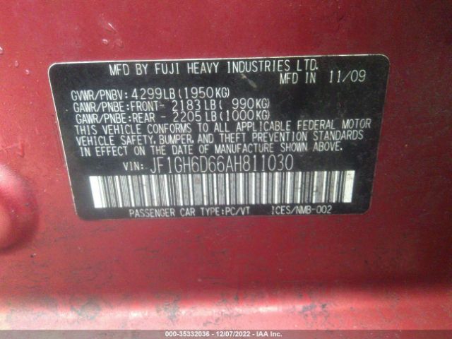 JF1GH6D66AH811030 Subaru Impreza Wagon Outback Sport