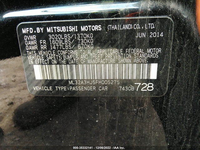 ML32A3HJ5FH005275 Mitsubishi Mirage De/rf