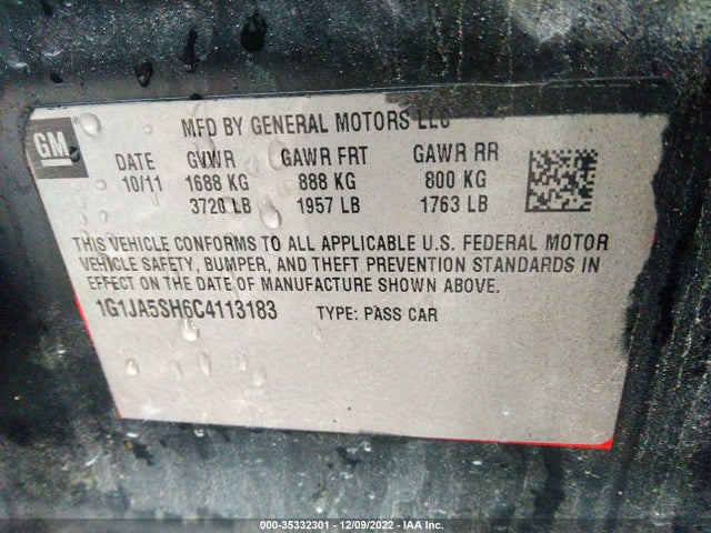 Chevrolet SONIC LS 2012 1G1JA5SH6C4113183 Image 9