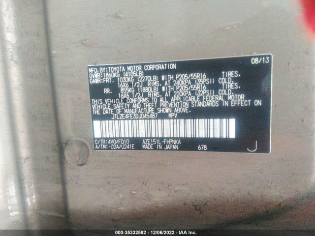 2013 SCION XB VIN: JTLZE4FE3DJ045487