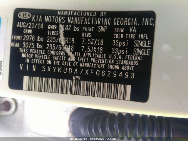 5XYKUDA7XFG629493 KIA SORENTO EX