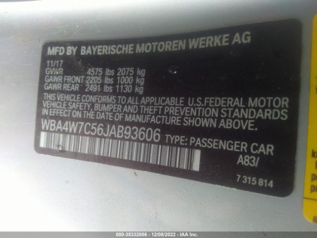 WBA4W7C56JAB93606 BMW 4 Series 440i