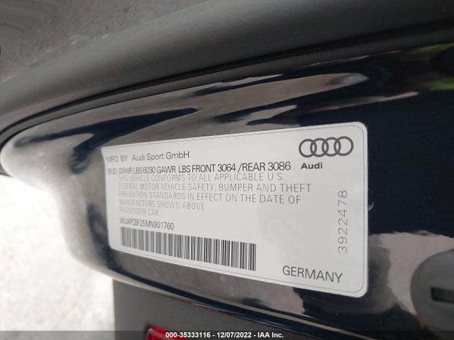 2021 Audi RS 7, VIN: WUAPCBF25MN901760