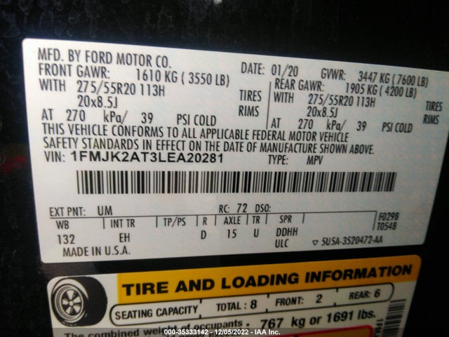 2020 Ford Expedition, VIN: 1FMJK2AT3LEA20281