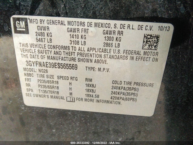 2014 Cadillac SRX, VIN: 3GYFNAE39ES565569