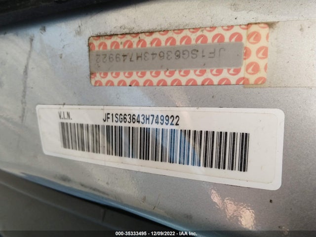Subaru FORESTER X 2003 JF1SG63643H749922 Image 10