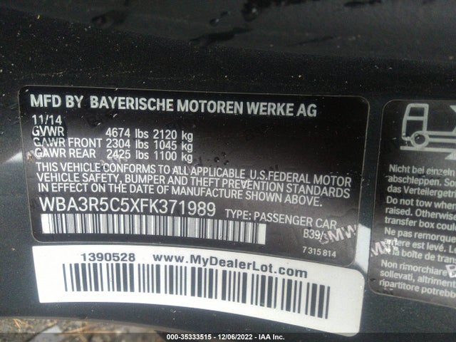 2015 BMW 4 Series, VIN: WBA3R5C5XFK371989