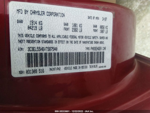 3C3EL55H6VT587540 Chrysler Sebring Jxi