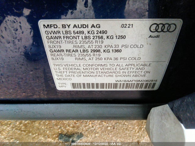 2021 Audi Q5, VIN: WA1BAAFY9M2062915