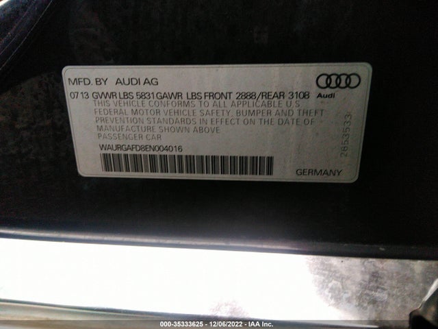 2014 Audi A8, VIN: WAURGAFD8EN004016