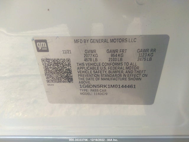 2021 Cadillac CT5, VIN: 1G6DN5RK1M0144461
