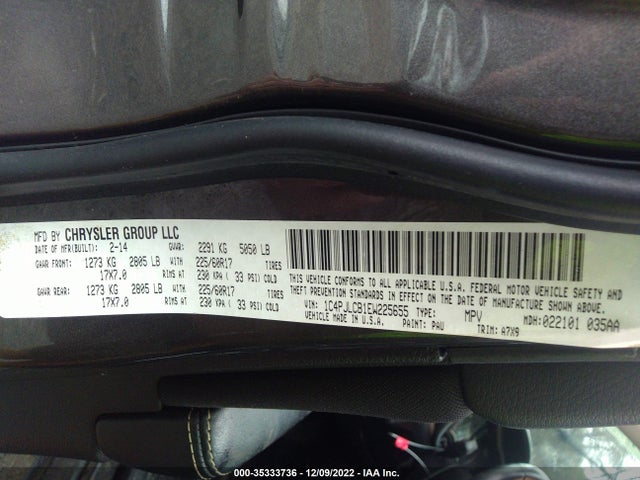 2014 JEEP CHEROKEE LATITUDE VIN: 1C4PJLCB1EW225655
