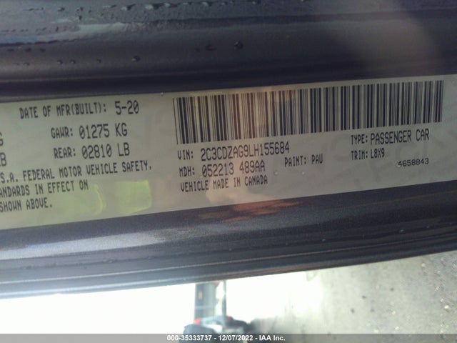 Dodge Challenger Sxt 2020 2C3CDZAG9LH155684 Image 9