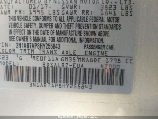 3N1AB7AP8HY255843 Nissan SENTRA S