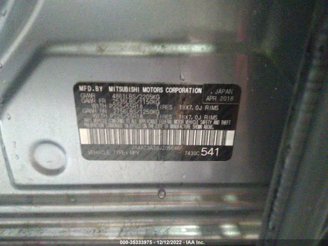 JA4AZ3A30JZ056466 Mitsubishi Outlander Es/se/sel/le
