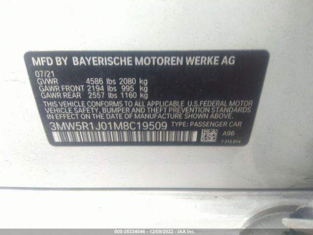 3MW5R1J01M8C19509 BMW 3 Series 330i