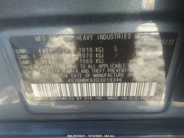 4S3BMBK6XD3019346 Subaru Legacy 2.5i Limited