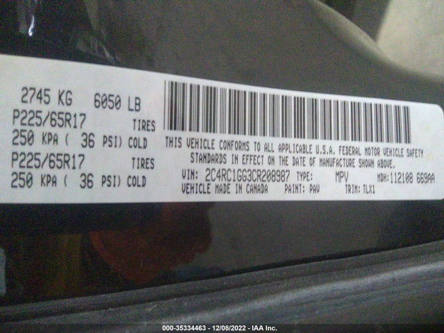 2C4RC1GG3CR208987 Chrysler Town & Country Limited