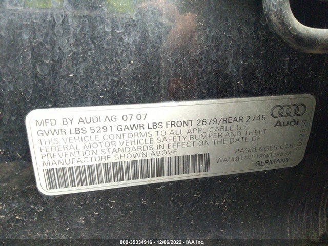 2008 AUDI A6 WAUDH74F18N028838 Photo 8