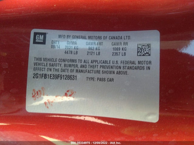 Chevrolet CAMARO LS 2015 2G1FB1E39F9128631 Image 10