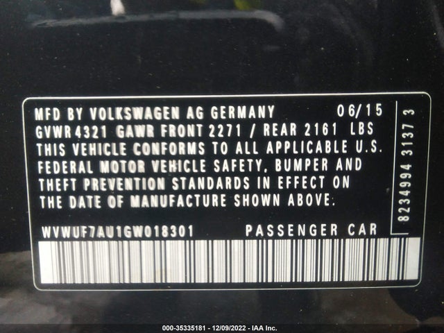 2016 Volkswagen Golf R, VIN: WVWUF7AU1GW018301