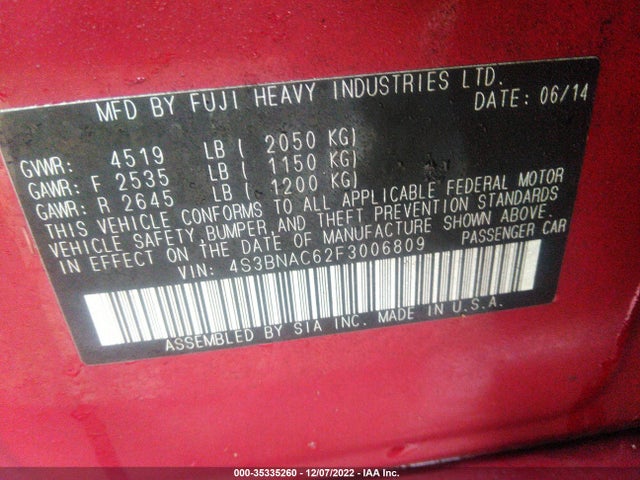 2015 Subaru Legacy, VIN: 4S3BNAC62F3006809