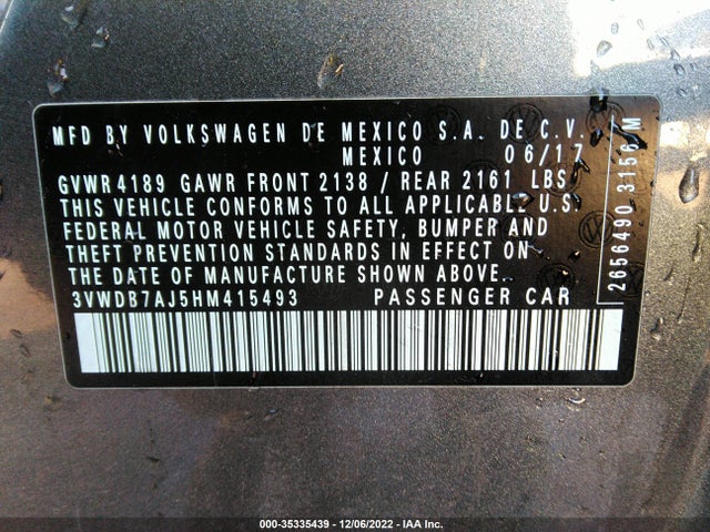 3VWDB7AJ5HM415493 Volkswagen Jetta 1.4t Se