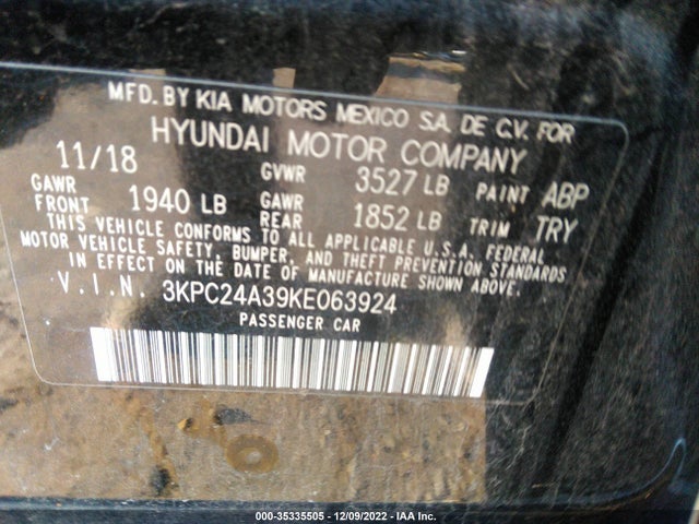 2019 Hyundai Accent, VIN: 3KPC24A39KE063924