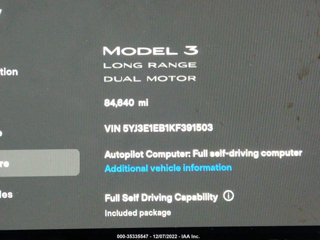 Tesla Model 3 Long Range/performance 2019 5YJ3E1EB1KF391503 Image 7